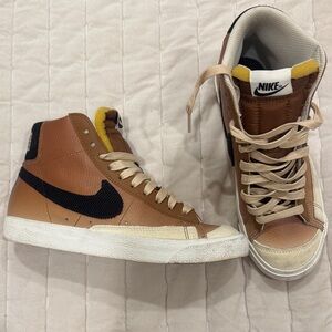 Nike Blazer Mid Leather Sneakers – Brown/Black/camel